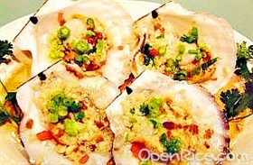 蒜香烟肉蒸扇贝