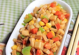 杏鲍菇炒甜玉米