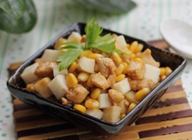 山药玉米粒炒鸡丁