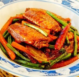 鸡翅烧豇豆