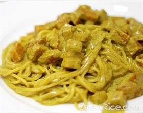 奶油咖喱香肠意面 