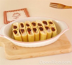 红豆麻薯锅饼