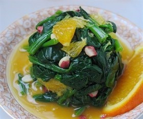 橙香果仁菠菜