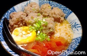 亲子番茄丸子盖饭 