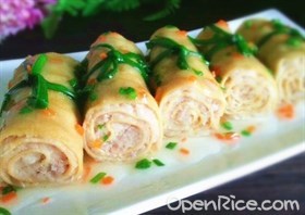 淮山肉末豆皮卷 