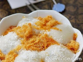 椰香肉松蒸汤圆
