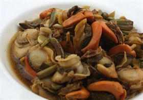 腊八蒜炒扇贝肉