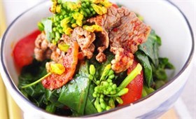 油菜花凉拌肥牛