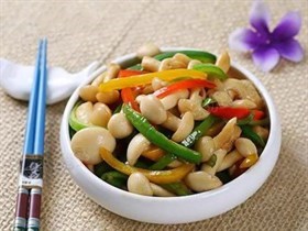蚝油彩椒白玉菇