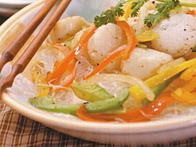 三色椒带子炒粉丝