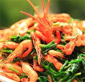 小河虾炒韭菜