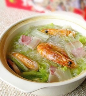 虾干白菜粉丝煲