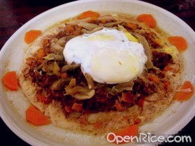 榨菜肉丝蒸蛋饼