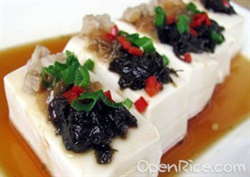 榄菜肉松蒸豆腐