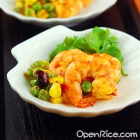 橄榄油甜辣虾仁