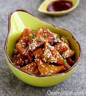 蜜汁叉烧豆腐角